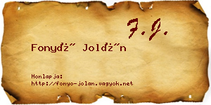 Fonyó Jolán névjegykártya