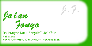 jolan fonyo business card